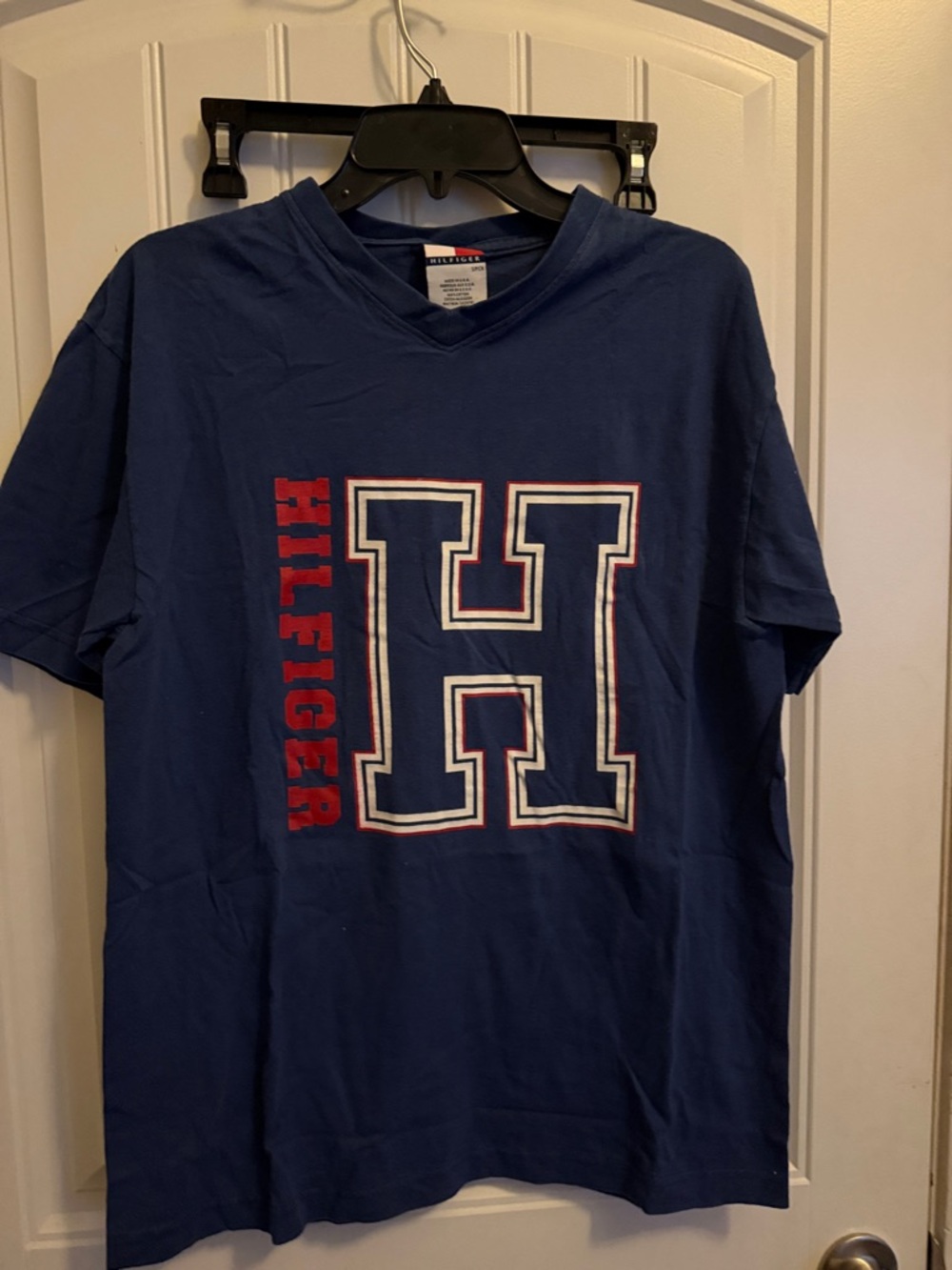 Tommy Hilfiger Navy Graphic H Tee with Red Lettering